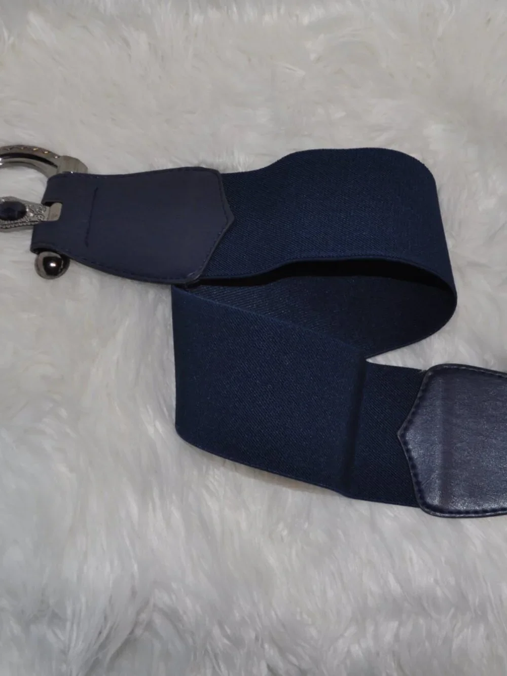 Women's Hip High Waist Wide Navy Blue Elastic Western Style Cute Belt retro Vint